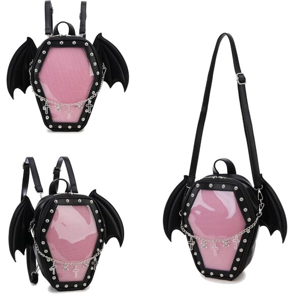 Gothic Coffin Shaped Shoulder Bag and Backpack for Women Halloween Style - Picture 6 of 9